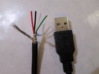 A cut USB cable