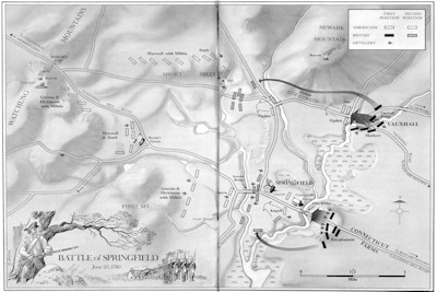 A map of the Battle of Springfield 1780