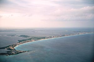 Cancun island is shaped like the numeral seven